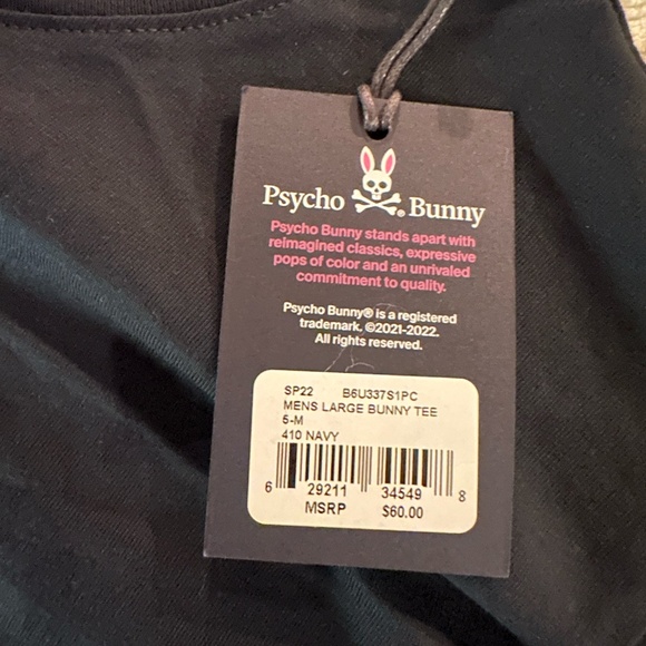 PSYCHO BUNNY MEN'S LRG BUNNY T-SHIRT B6U337S1PC NAVY 410 NEW - Picture 4 of 4